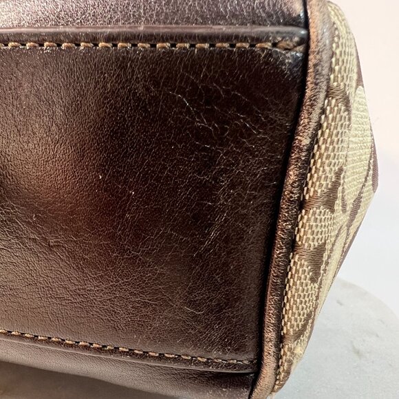 Certified Coach Jacquard Leather Tote Hand Bag Purse Dual Handles shoulder strap - Picture 5 of 6